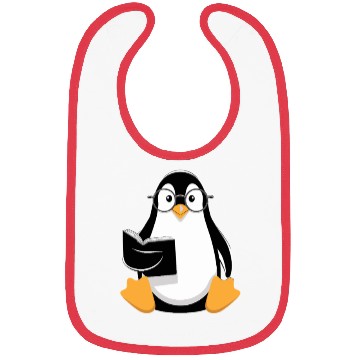 Discover Adorable Book-Loving Penguin with Glasses Design Bibs