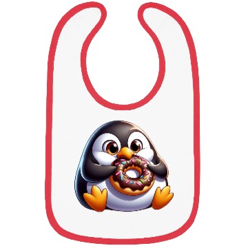 Discover Cute chubby penguin with donut cartoon Bibs