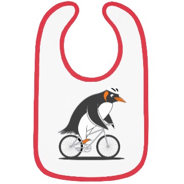 Discover Penguin Riding Bicycle Fun Adventure Illustration Bibs