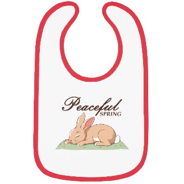 Discover Peaceful Spring - Retro Bunny Illustration Bibs