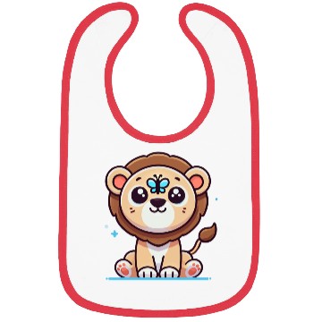 Discover lion cub with a butterfly on its nose Bibs