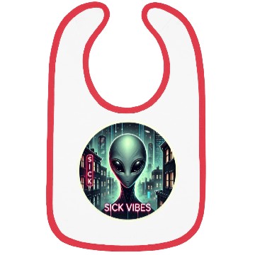 Discover Cyberpunk Alien Encounter - Futuristic Neon Sci-Fi Bibs