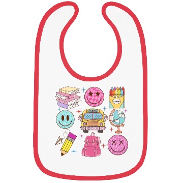 Discover Back To School School Bus Smiling Faces Pencil Cra Bibs