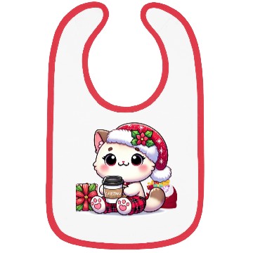 Discover A Cute Kawaii Cat Drinking Coffee Bibs