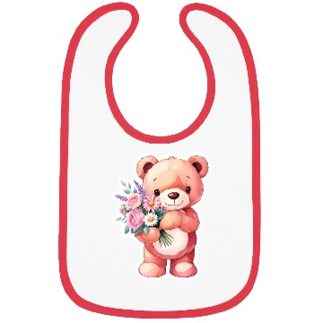 Discover Teddy bear with bouquet of flowers Bibs