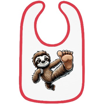 Discover Sloth Karate Master Kick Martial Arts Bibs