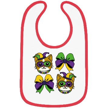 Discover Mardi Gras Cat with Colorful Bows Bibs
