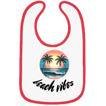 Discover Sunset Beach Scene Illustration Bibs