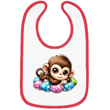 Discover Cute Monkey Easter eggs Easter chilling cartoon Bibs