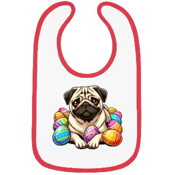 Discover Cute Pug Easter Egg Cartoon Relax Chill Bibs