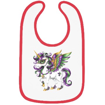 Discover Happy Mardi Gras Unicorn Mask New Orleans Girls Bibs