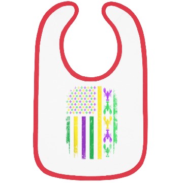 Discover Mardi Gras US American flag with crawfish New Bibs