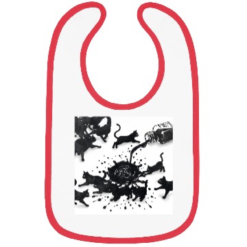 Discover Spilled ink bottle pours black cats Bibs