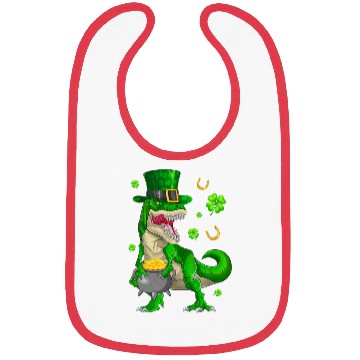 Discover Happy St Patricks Day Dinosaur T-Rex Bibs