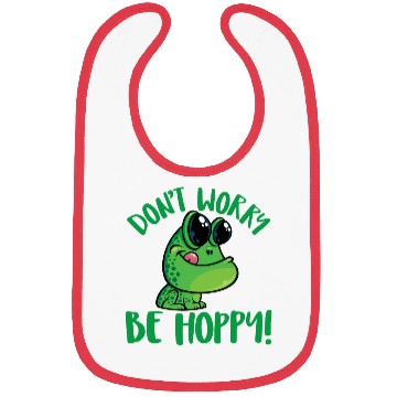 Discover Don't Worry Be Hoppy Smiling Cartoon Frog Bibs