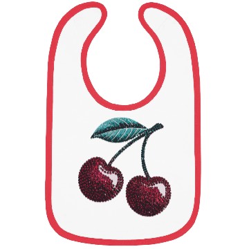 Discover Sweet Cherry Delight with Vibrant Leafy Accent Bibs