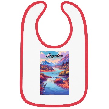 Discover Argentina Travel Poster River & Mountains Bibs