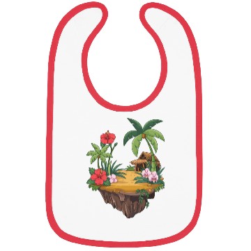 Discover Tropical Island Hut Hibiscus and Orchids Bibs