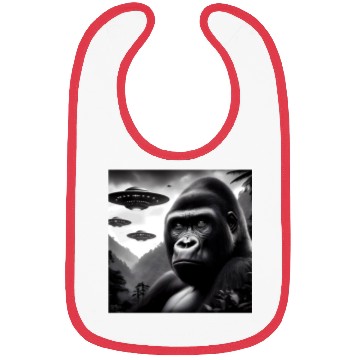Discover Gorilla Monkey Funny Graphic Selfie with UFOs Weir Bibs