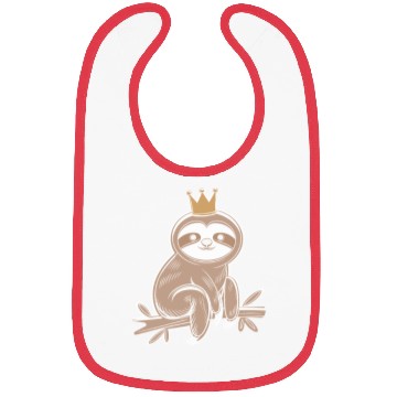 Discover Cute Sloth with Royal Crown Relaxing on Branch Bibs