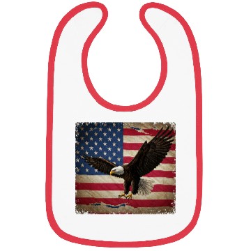 Discover Stylized Eagle with USA Flag Background Bibs