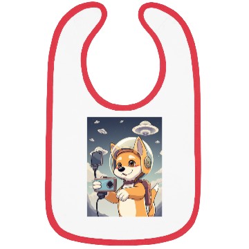 Discover Funny Dog Rescue Anime Selfie with UFOs Weird Bibs