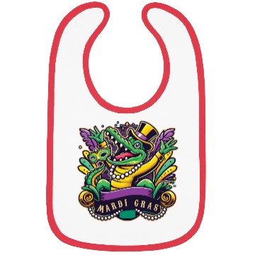 Discover Mardi Gras Alligator Mask Celebration Vibes Bibs