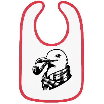 Discover Pipe-diving Seafarer Seagull As A Coastal Motif Bibs