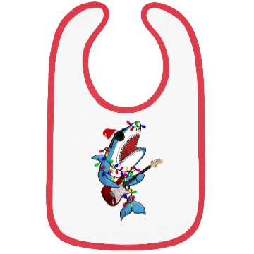 Discover Shark Santa Guitar Player Bibs