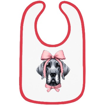Discover Coquette Bow Great Dane Dog Mom Pink Ribbon Cute Bibs