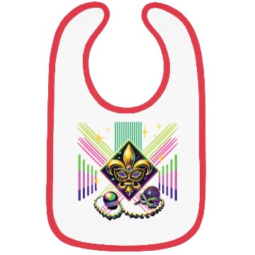 Discover Mardi Gras Retro Synthwave Mask Neon Vibes Bibs