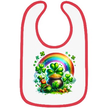 Discover St. Patrick's Day Shamrock Pot Gold Rainbow Bibs