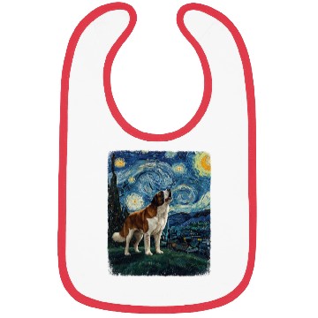 Discover Saint Bernard Howling At Moon Starry Night Van Gog Bibs
