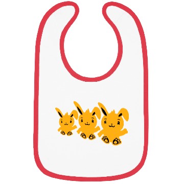 Discover 3 Rabbits Three Friends Team Crew Waving Sitting Bibs