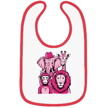 Discover Elephant Monkey Lion Giraffe Cool Crew Pink Vibes Bibs