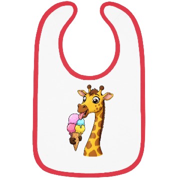 Discover A giraffe licking a giant ice cream cone. Bibs