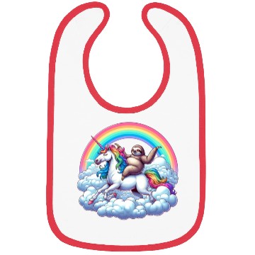Discover Sloth Riding Unicorn Under Rainbow Fantasy Bibs