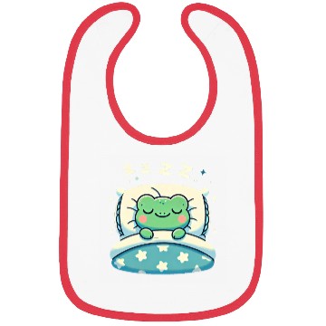Discover Frog Sleeping In Bed At Night Time Bibs