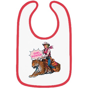 Discover Girl Power Cowgirl Riding a Leopard Western Bibs