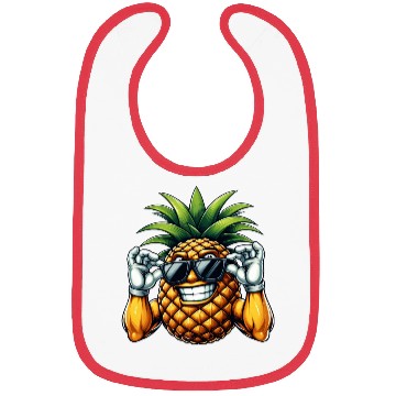 Discover Strong Pineapple with Sunglasses Cartoon Bibs
