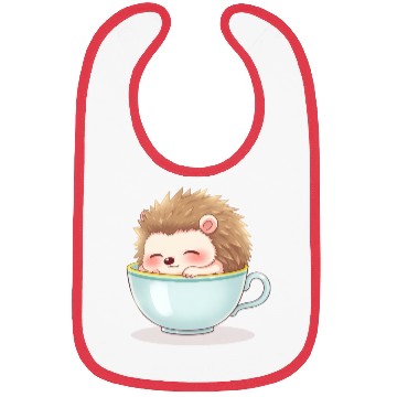 Discover Cute hedgehog relaxing in a light blue cup Bibs