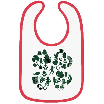 Discover Green 4-Leaf Clover Collage graphic Design Bibs