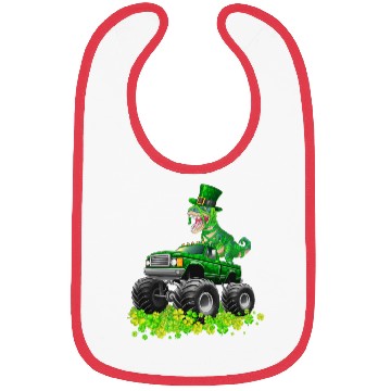 Discover Monster Truck T-rex St Patricks Day Dinosaur Cute Bibs