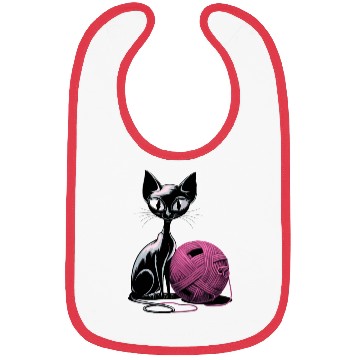 Discover Charming Cat and Wool Ball Art for Cat Lovers Bibs
