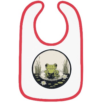 Discover Serene Frog in a Tranquil Pond Bibs