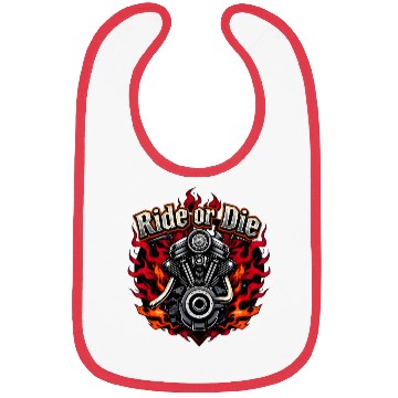 Discover Ride or Die Biker Engine with Flames Motorcycle Bibs