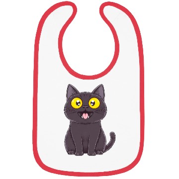Discover Black Surprised Kitty Bibs