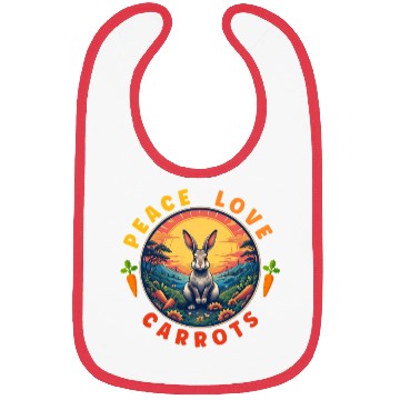 Discover Peace Love Carrots, Funny Rabbit Lover Retro Bibs