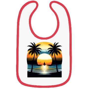 Discover Beautiful Tropical Sunset with Palm Trees Bibs