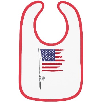 Discover Fishing Rod American Flag Bibs